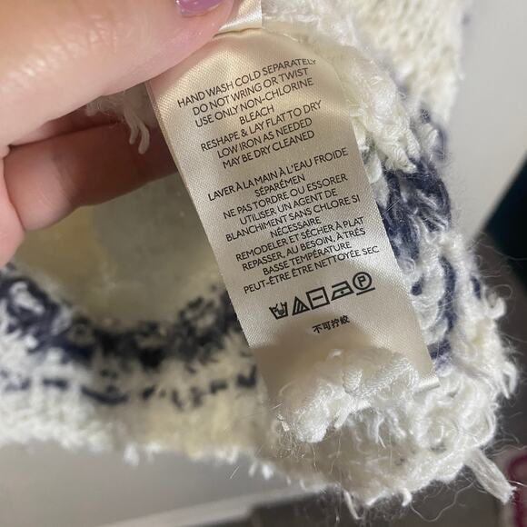 Anthropologie Pilcro Petra Ivory Grey Feathered Oversized Cozy Sweater Sz XS - Picture 9 of 15